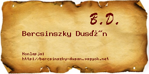 Bercsinszky Dusán névjegykártya
